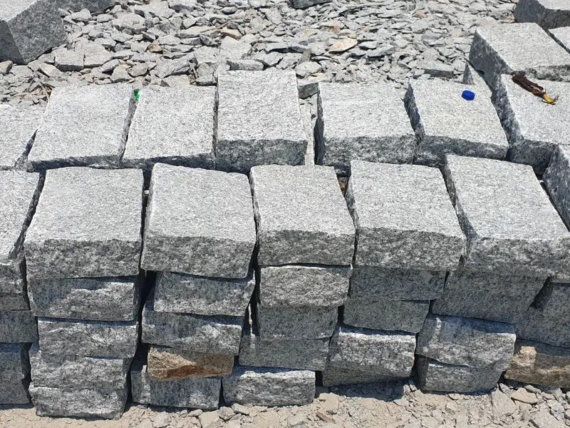Example photograph of Grey granite cobbles
